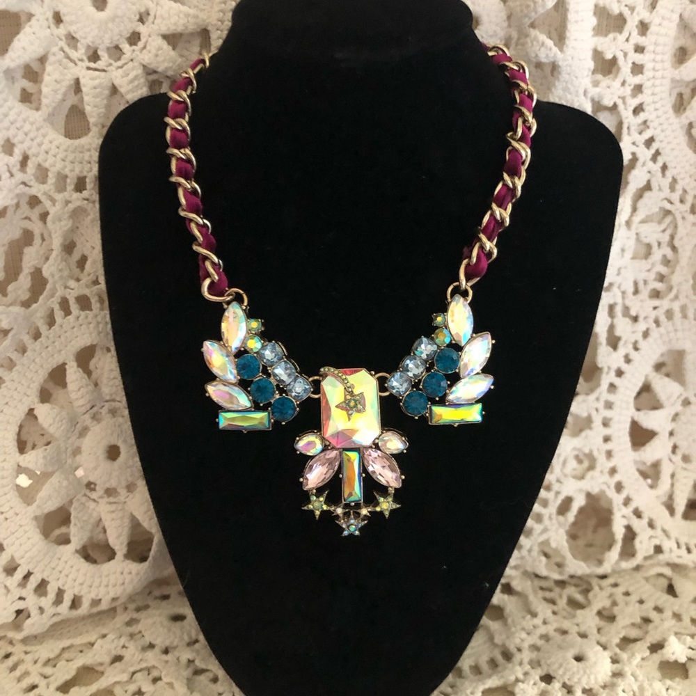 NWOT Vintage Betsey Johnso Elegant Multicolor Statement Necklace